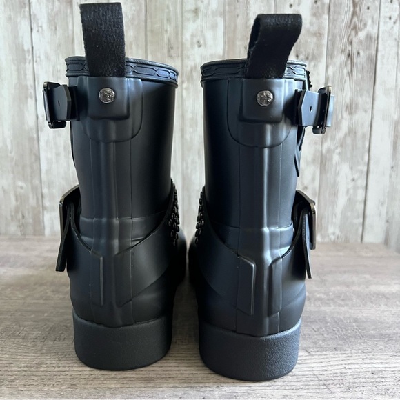 Hunter Refined Bike Boot Black Studded Rain Boots NWOB Size 6 - Picture 4 of 7